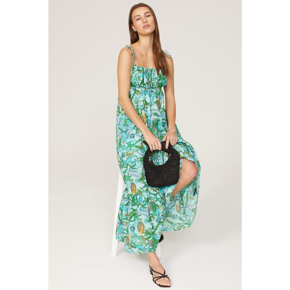 Kate Spade Women's Under The Sea Tie-Strap Dress Sleeveless Green Size Small - Picture 2 of 12